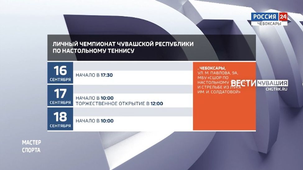 Афиша спортивных мероприятий в Чувашии на 17-18 сентября Афиша спортивных мероприятий в Чувашии на 17-18 сентября