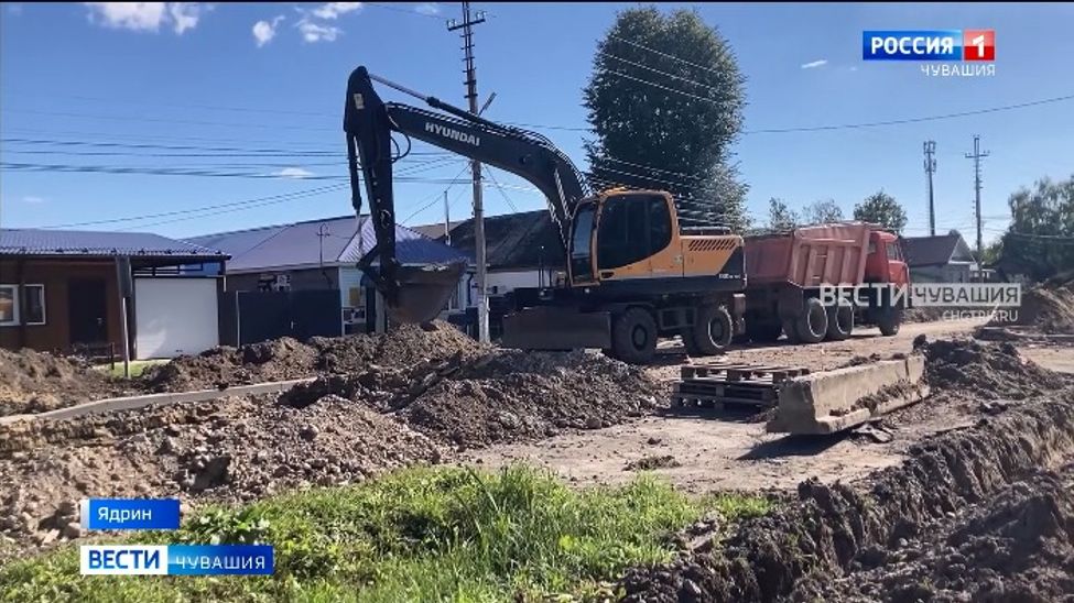 В Ядрине благодаря федеральному гранту благоустраивают центр города