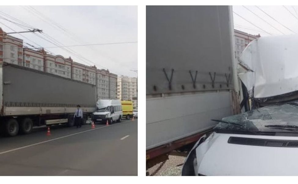 В Чебоксарах 10 человек пострадали в результате столкновения  маршрутки и фуры