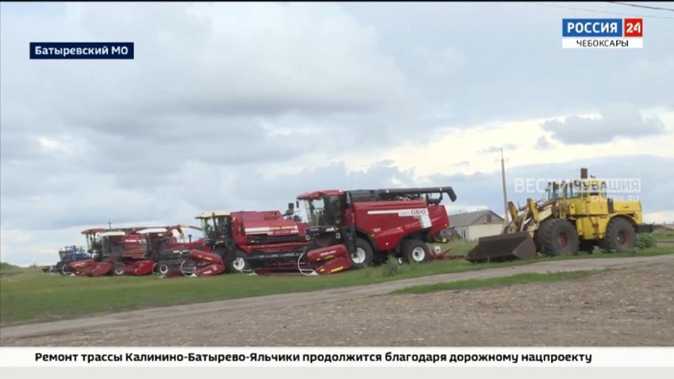 На батыревских полях активно убирают зерновые культуры